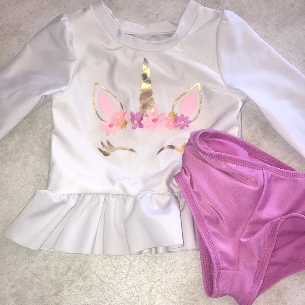 SOLD Cat & Jack Unicorn Swim suit long sleeve